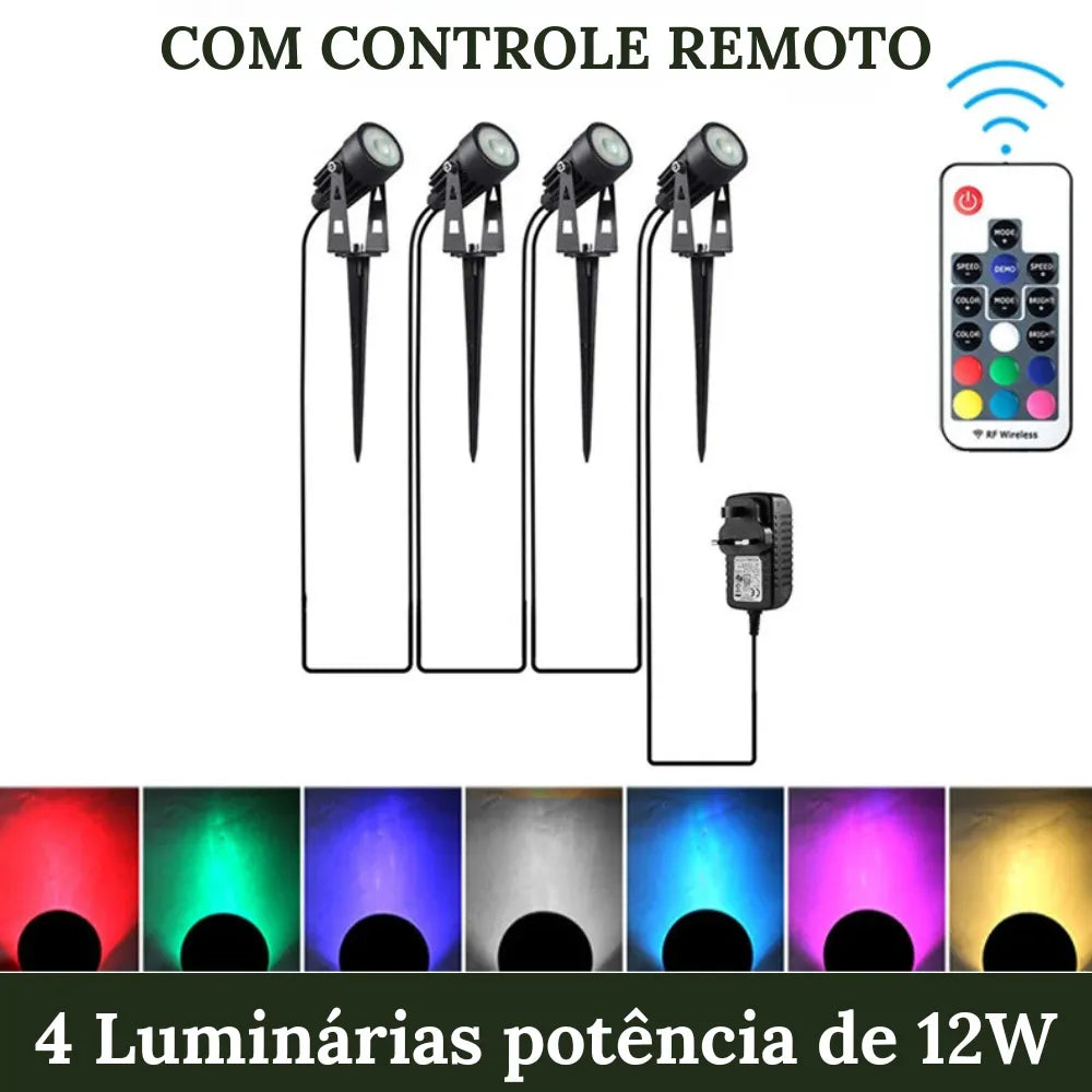 4 Luminárias de 12W com controle remoto