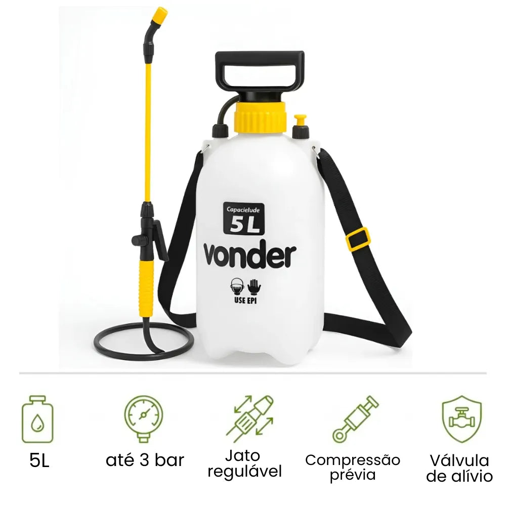 Pulverizador vonder 5l pl 005 compressao previa jato regulavel Loja do Jardinista