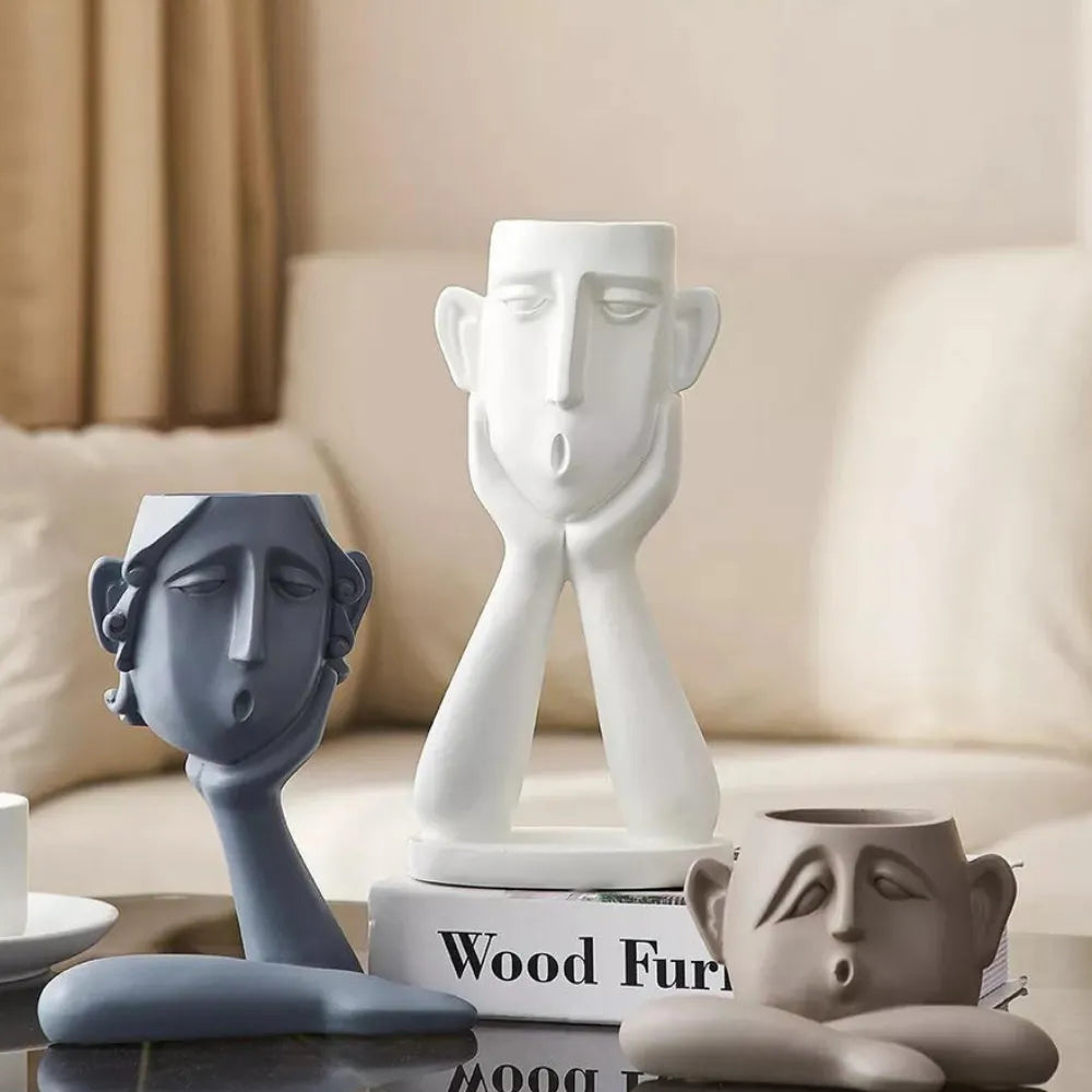 Trio-de-Vasos-Abstratos-em-Resina-Faces-Emocionais-Loja-do-Jardinista