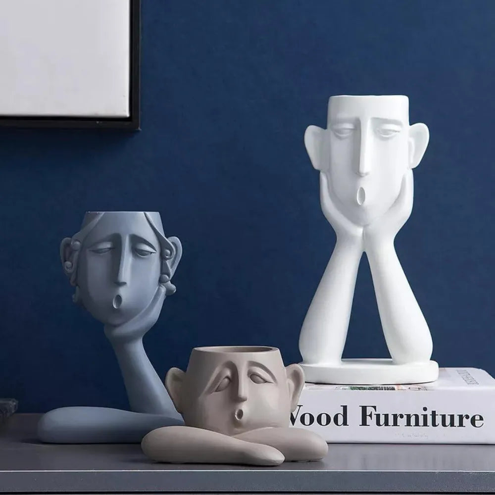 Trio-de-Vasos-Abstratos-em-Resina-Faces-Emocionais-Loja-do-Jardinista