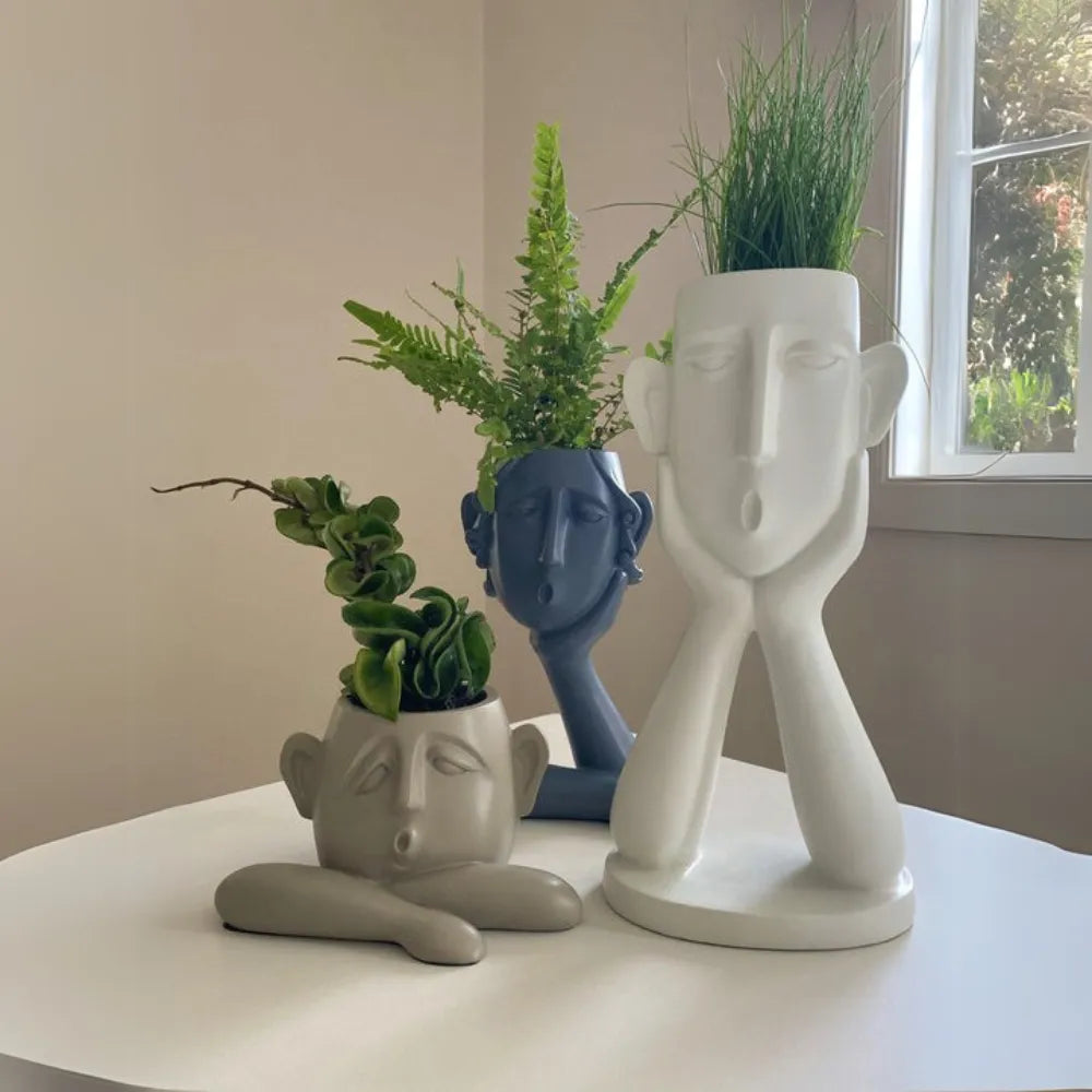 Trio-de-Vasos-Abstratos-em-Resina-Faces-Emocionais-Loja-do-Jardinista