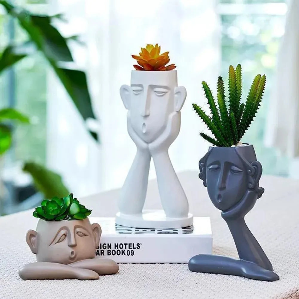 Trio-de-Vasos-Abstratos-em-Resina-Faces-Emocionais-Loja-do-Jardinista