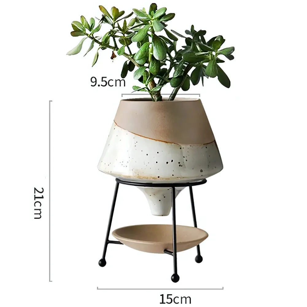 Vaso-Ceramico-Teardrop-com-Suporte-de-Metal-Loja-do-Jardinista