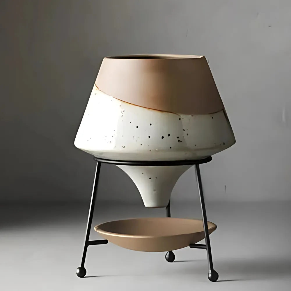 Vaso-Ceramico-Teardrop-com-Suporte-de-Metal-Loja-do-Jardinista