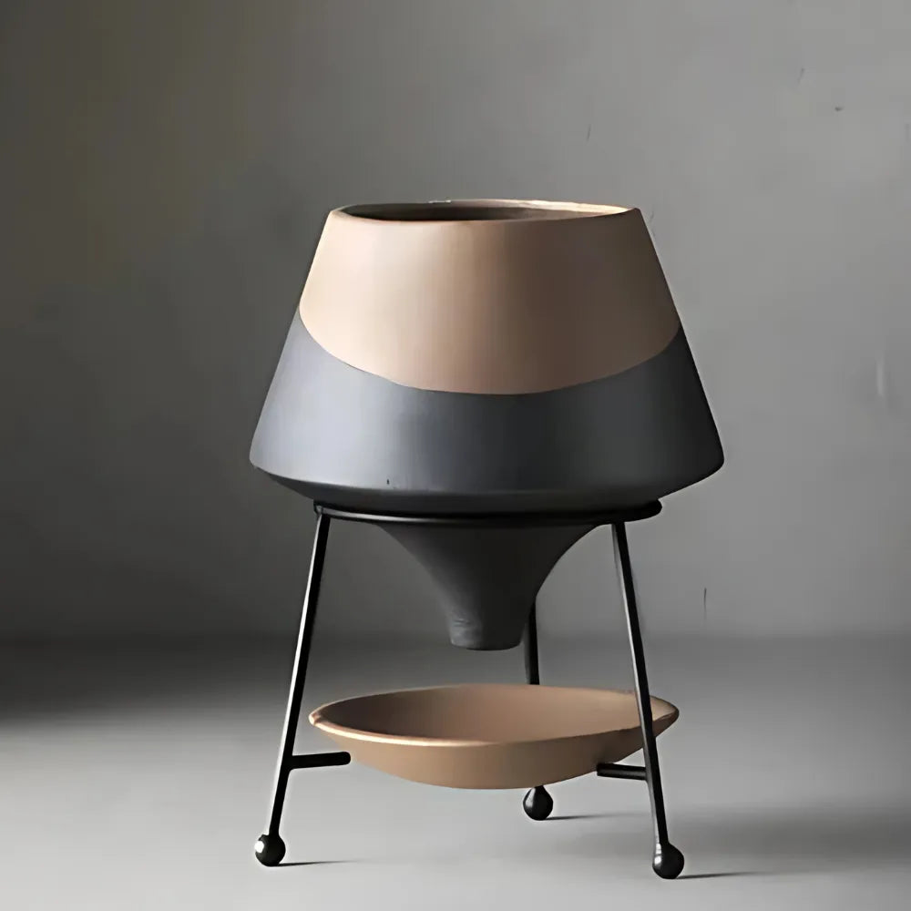 Vaso-Ceramico-Teardrop-com-Suporte-de-Metal-Loja-do-Jardinista