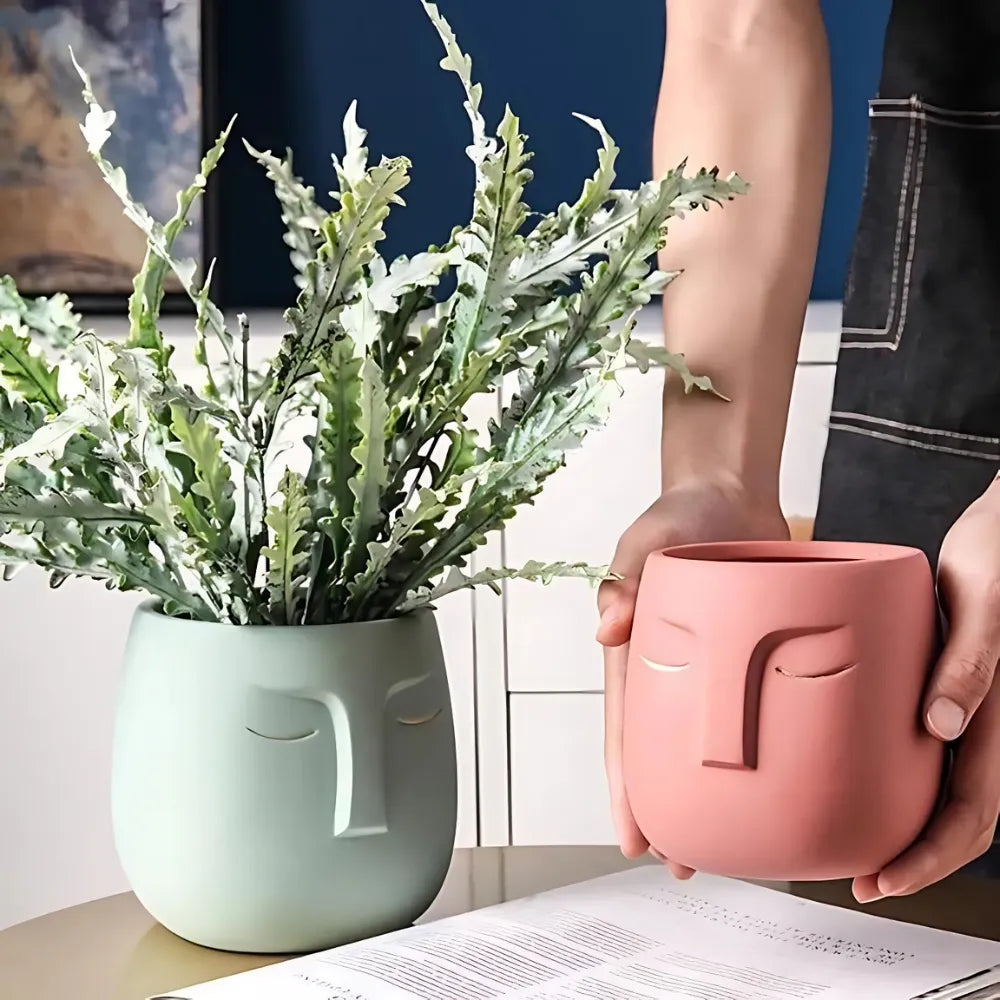 Vaso-de-Ceramica-Rosto-Abstrato-Sleeping-Face-Loja-do-Jardinista