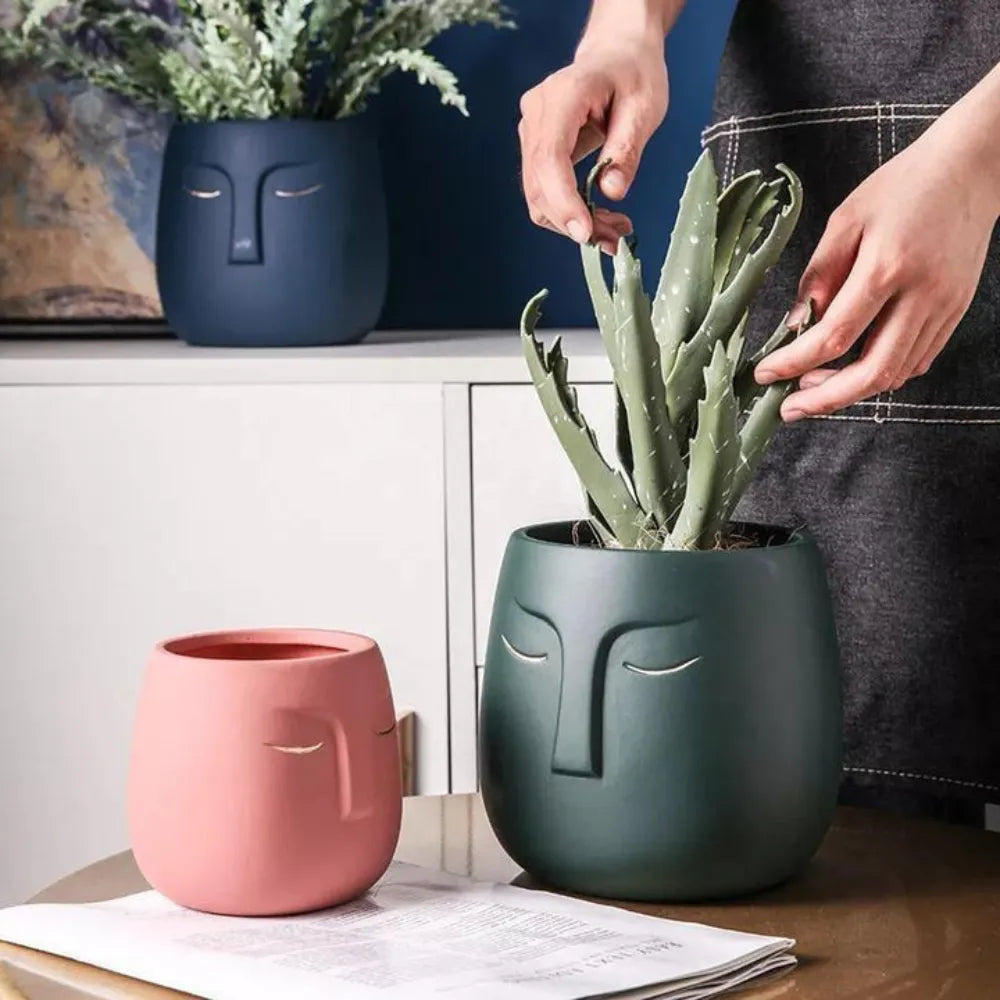 Vaso-de-Ceramica-Rosto-Abstrato-Sleeping-Face-Loja-do-Jardinista
