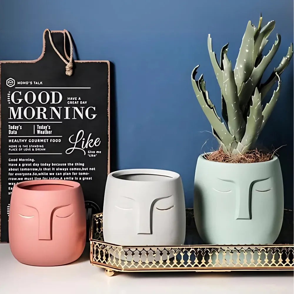 Vaso-de-Ceramica-Rosto-Abstrato-Sleeping-Face-Loja-do-Jardinista