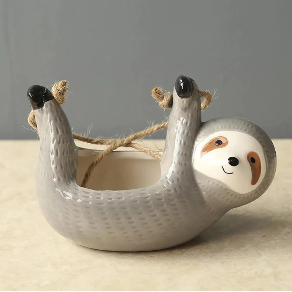 Vaso-de-Ceramica-Suspenso-Bicho-Preguica-Loja-do-Jardinista