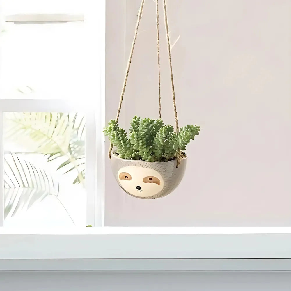 Vaso-de-Ceramica-Suspenso-Bicho-Preguica-Loja-do-Jardinista