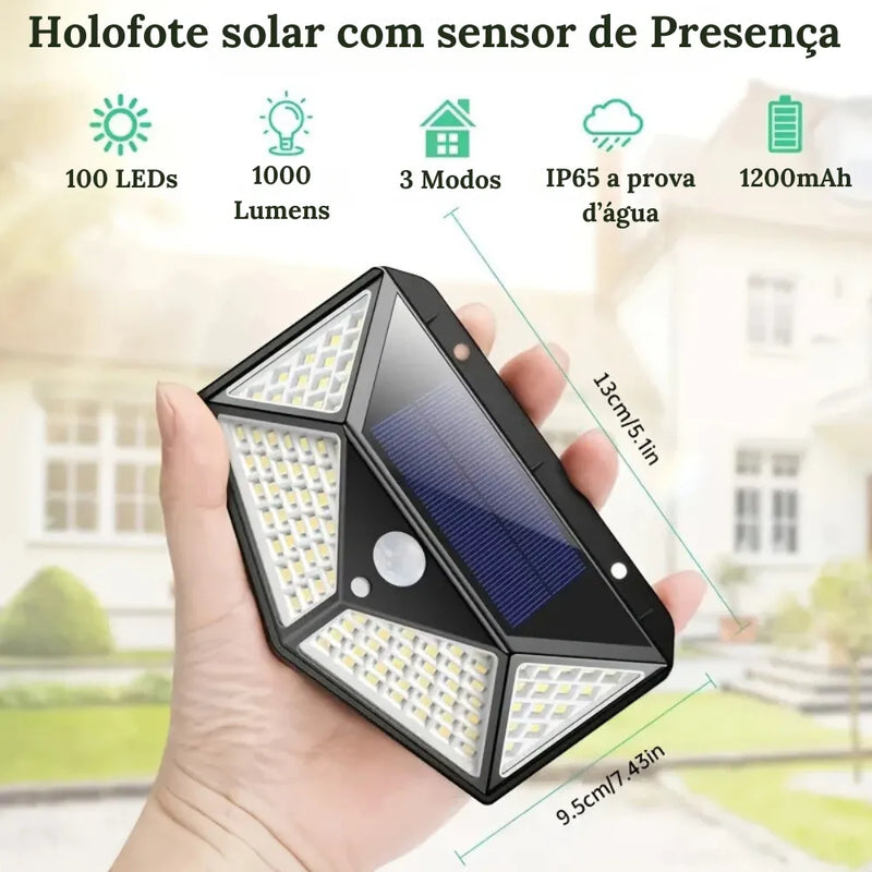 O holofote é alimentado por energia solar, proporcionando uma iluminação econômica e ecológica para o seu espaço externo. As lâmpadas LED garantem uma iluminação potente e duradoura.