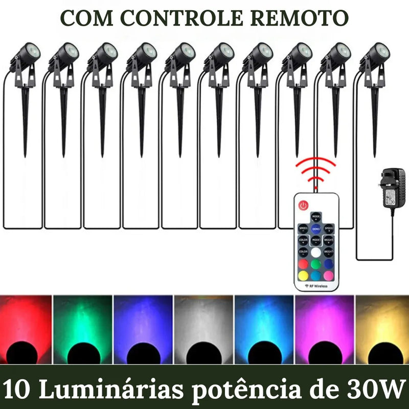 10 Luminárias de 30W com controle remoto