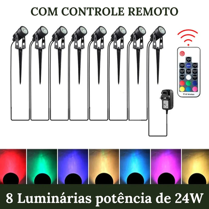 8 Luminárias de 24W com controle remoto  