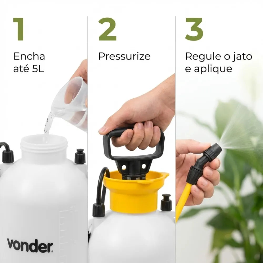 Pulverizador vonder 5l pl 005 compressao previa jato regulavel Loja do Jardinista