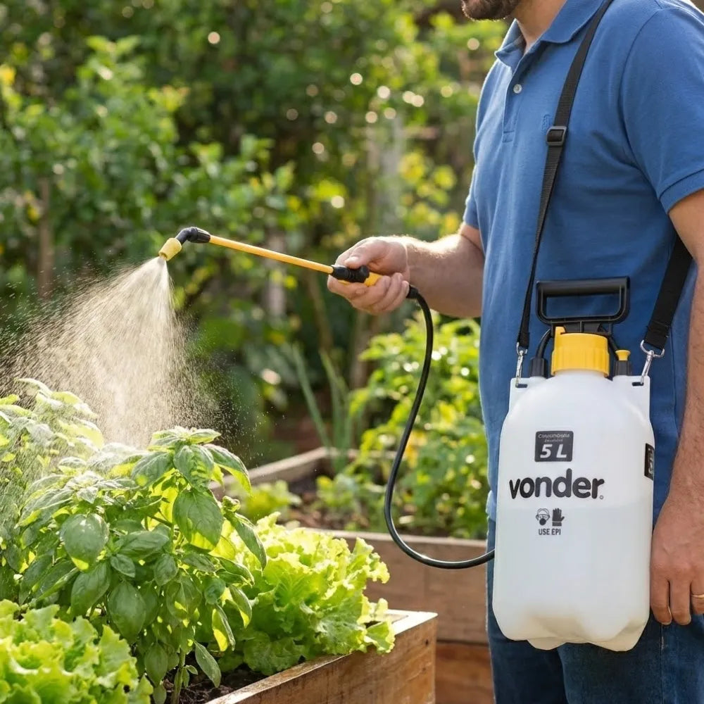 Pulverizador vonder 5l pl 005 compressao previa jato regulavel Loja do Jardinista
